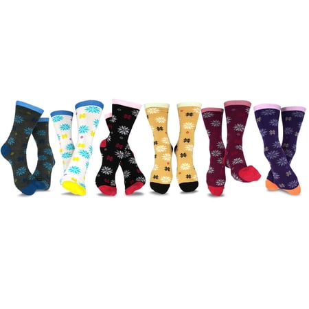 TeeHee Women's Ladies Value 6-Pack Crew Socks
