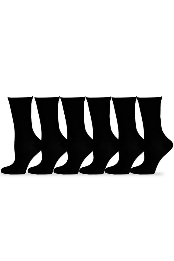 TeeHee Women's Ladies Value 6-Pack Crew Socks