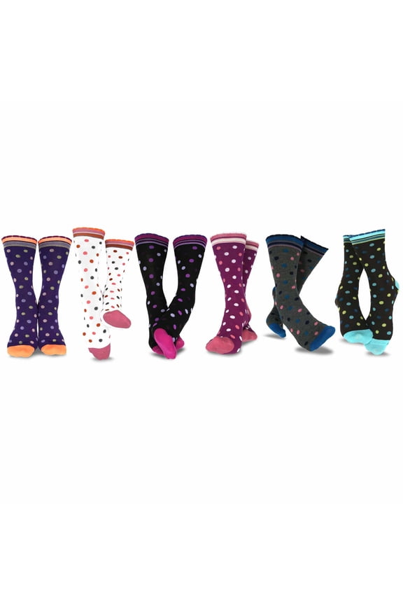 TeeHee Women's Ladies Value 6-Pack Crew Socks