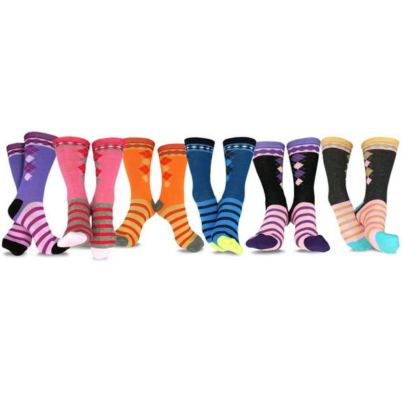 TeeHee Women's Ladies Value 6-Pack Crew Socks