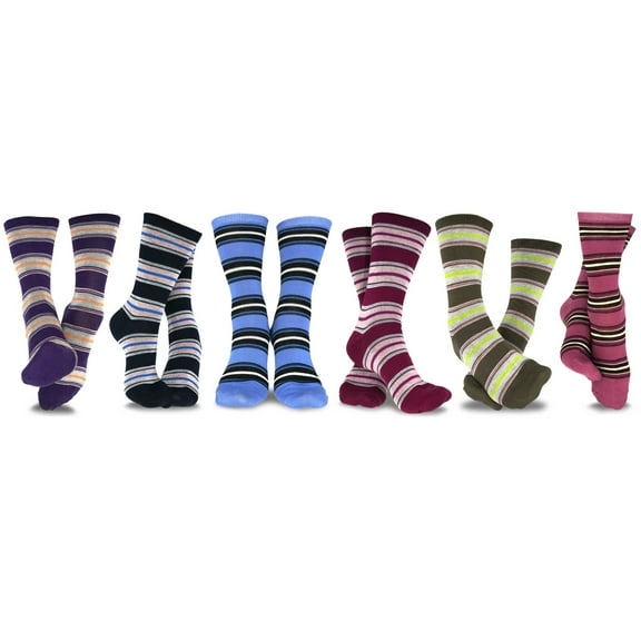 TeeHee Women's Ladies Value 6-Pack Crew Socks