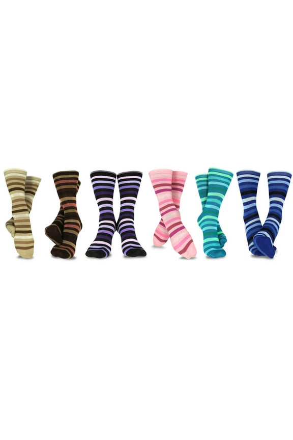 TeeHee Women's Ladies Value 6-Pack Crew Socks