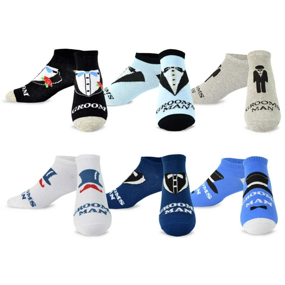TeeHee Women's Men's Wedding Cotton No Show Socks 6-Pack
