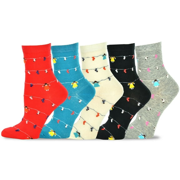 TeeHee Women's Value 5-pack Cotton Crew Socks (Hanging Socks)