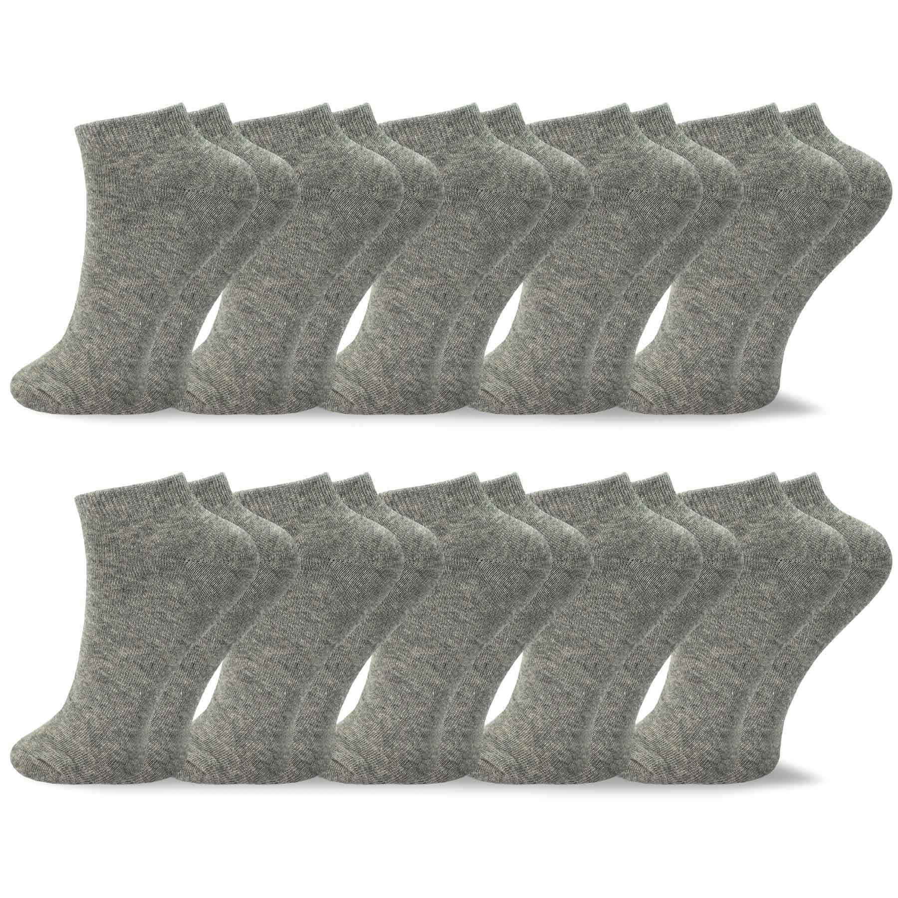 TeeHee Women's Valued 9+1 Pack Fashion No Show Cotton Socks (Grey