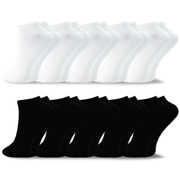 TeeHee Women's Valued 9 1 Pack Fashion No Show Cotton Socks (White-Black)