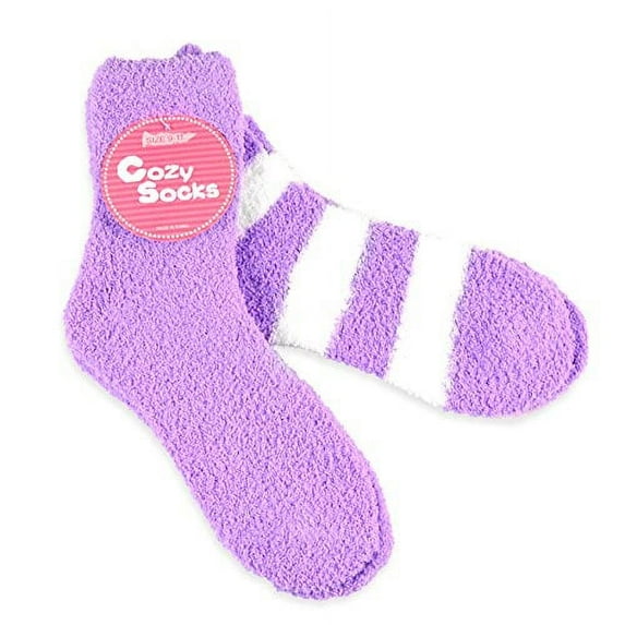TeeHee Women's Warm Winter Cozy Fuzzy Slipper Socks 2 Pair Lilac