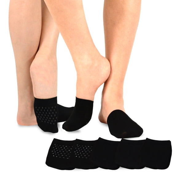 TeeHee Womens Seamless Toe Topper Liner Socks 5-Pack with Non-Skid Bottom