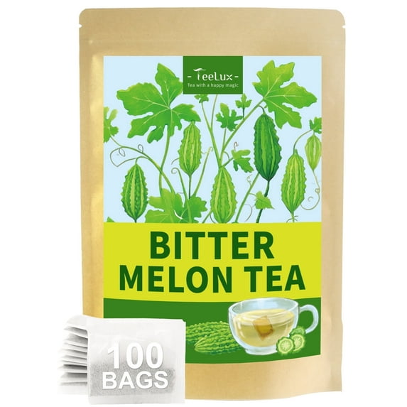 TeeLux Bitter Melon Tea Bags, Pure & Natural Momordica Charantia, Mild & Smooth Taste, Caffeine Free, 100 Count
