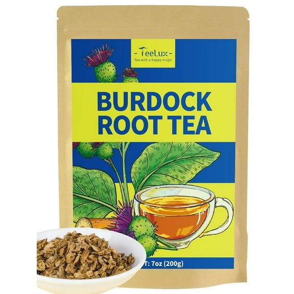 TeeLux Burdock Root Tea, Cut & Sifted, Natural Burdock Root Loose Tea, Caffeine Free Herbal Tea, 7oz