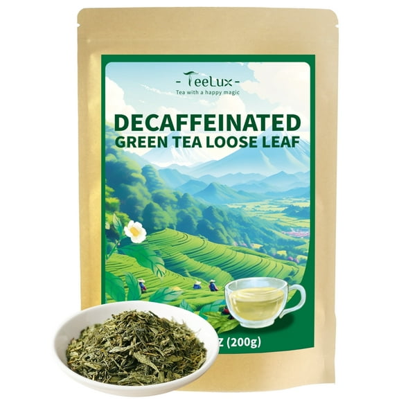 TeeLux Decaf Green Tea, CO2 Decaffeinated Green Tea Loose leaf, Delicate & Smooth Flavor, 7oz