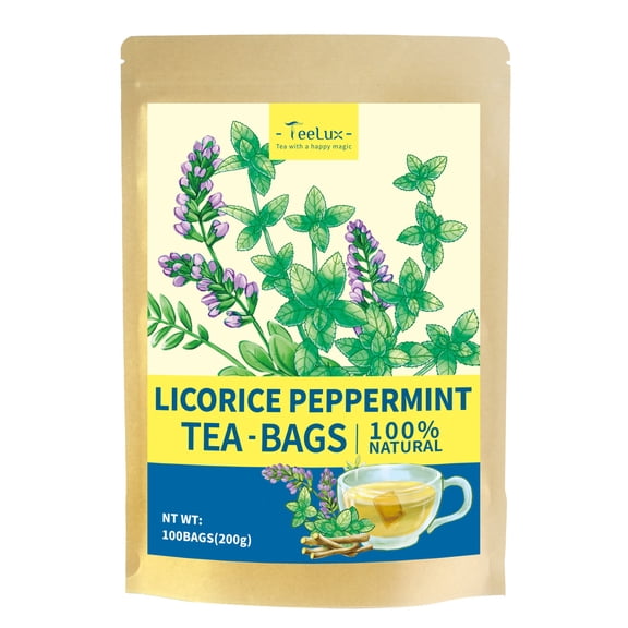 TeeLux Licorice Peppermint Tea, Soothing Mint with Sweet Licorice Root, Caffeine Free, 100 Count