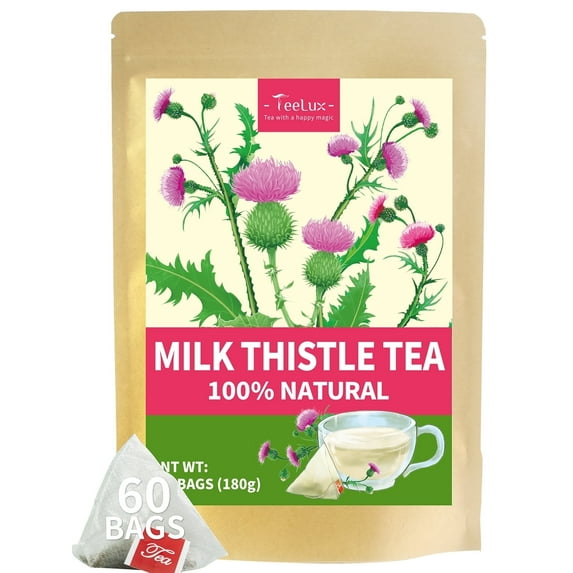 TeeLux Milk Thistle Tea Bags, 3g/bag, Mild & Mellow Taste, Caffeine Free, 60 Count