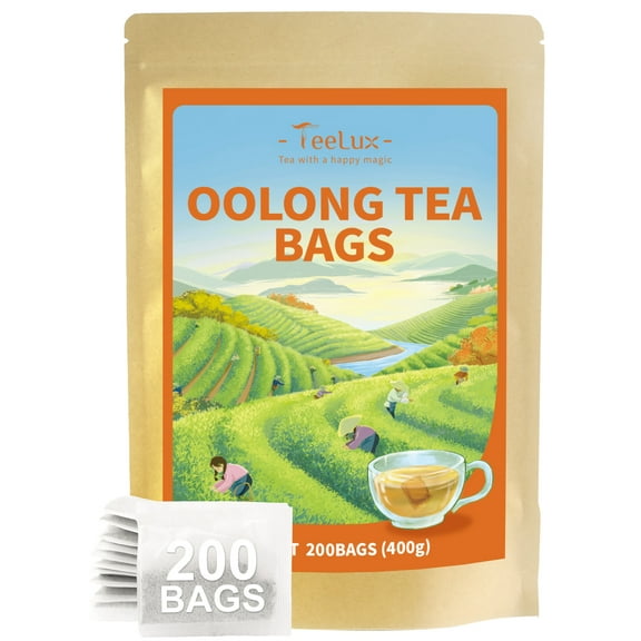 TeeLux Oolong Tea Bags, Caffeinated Oolong Tea, Smooth Taste & Floral Aroma, Enjoy Hot or Iced, 200 Count
