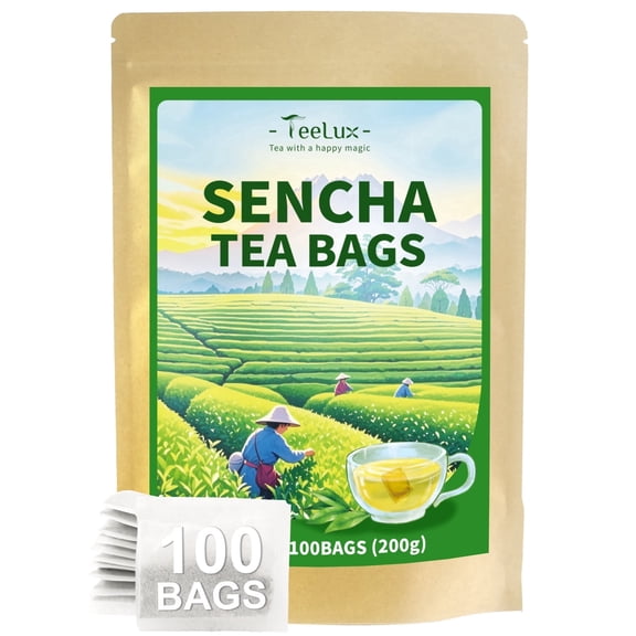 TeeLux Sencha Green Tea Bags, Refreshing & Smooth Flavor, Iced & Hot Tea, 100 Count