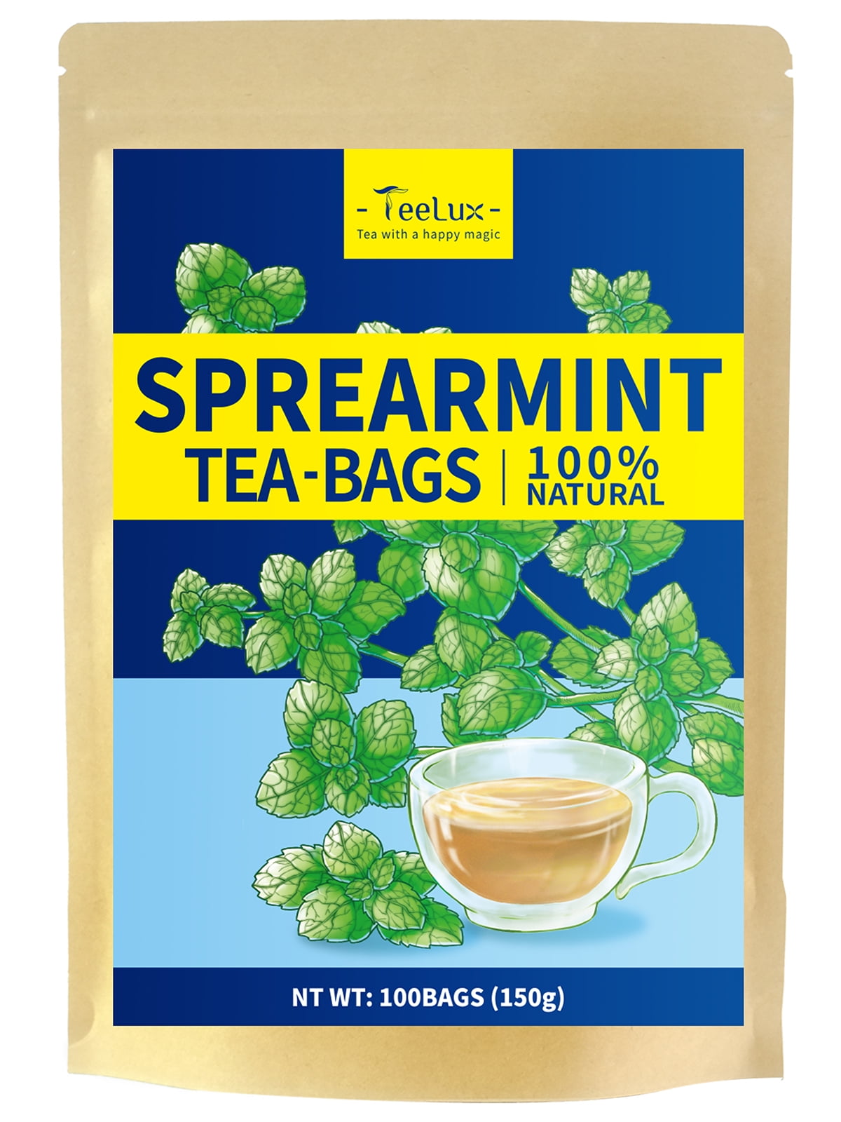 TeeLux Spearmint Tea Bags, Spearmint Herbal Tea, Refreshing & Smooth