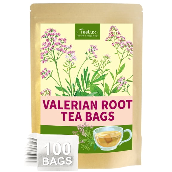 TeeLux Valerian Root Tea Bags, Smooth & Mild Taste, Caffeine Free, 100 Count