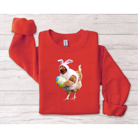 TeeMint32 Happy Easter Chicken Bunnies Fun Eggs Farm Funny Animals Holiday Graphic Unisex T-Shirt, SW, Hoodie Unisex, up to 5XL