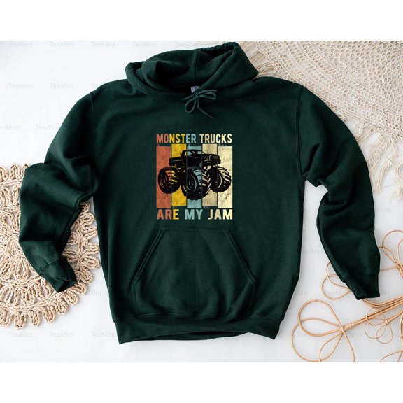 TeeMint34 Monster Trucks Are My Jam Retro Lover Gift Vehicle Big Wheels Show T-Shirt, SW, Hoodie Unisex, up to 5XL