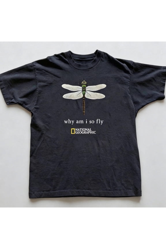 National Geographic why am i so fly dragonfly Unisex T-Shirt, Navy S