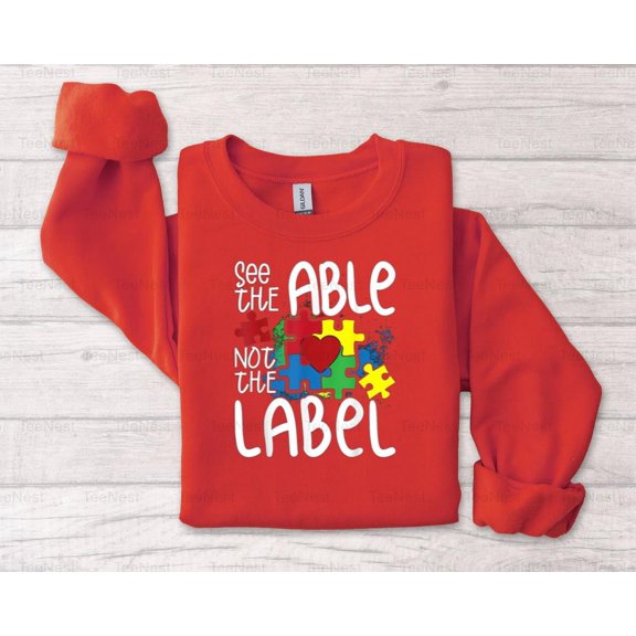 TeeNest16 See The Able Not The Label Funny Autistic Puzzle Autism Awareness Support T-Shirt, SW, Hoodie Unisex, up size 5XL