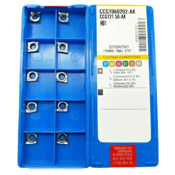 TeeRees 10 Pcs Carbide Aluminum Turning inserts Ccgt060202 Ak for Metal Cutting Applications with Reliable Performance