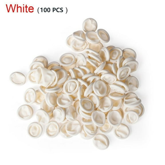 TeeRees 100Pcs Disposable Finger Cots Rubber Gloves for Crafting Electronics And Microelectronics Suitable for Various industries White