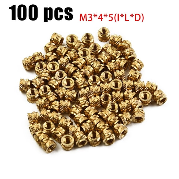 TeeRees 100Pcs Threaded insert Self-Clinching Nut Brass internal Thread Knurled M3 for 3D Printer Hardware Equipment Accessor,M3*4*5