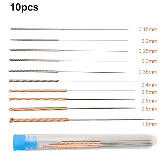 TeeRees 10Pcs 3D-Printer Cleaner tool for Cleaning Filament Remaining inside Nozzles Stainless Steel Cleaning tool Wrench Kit