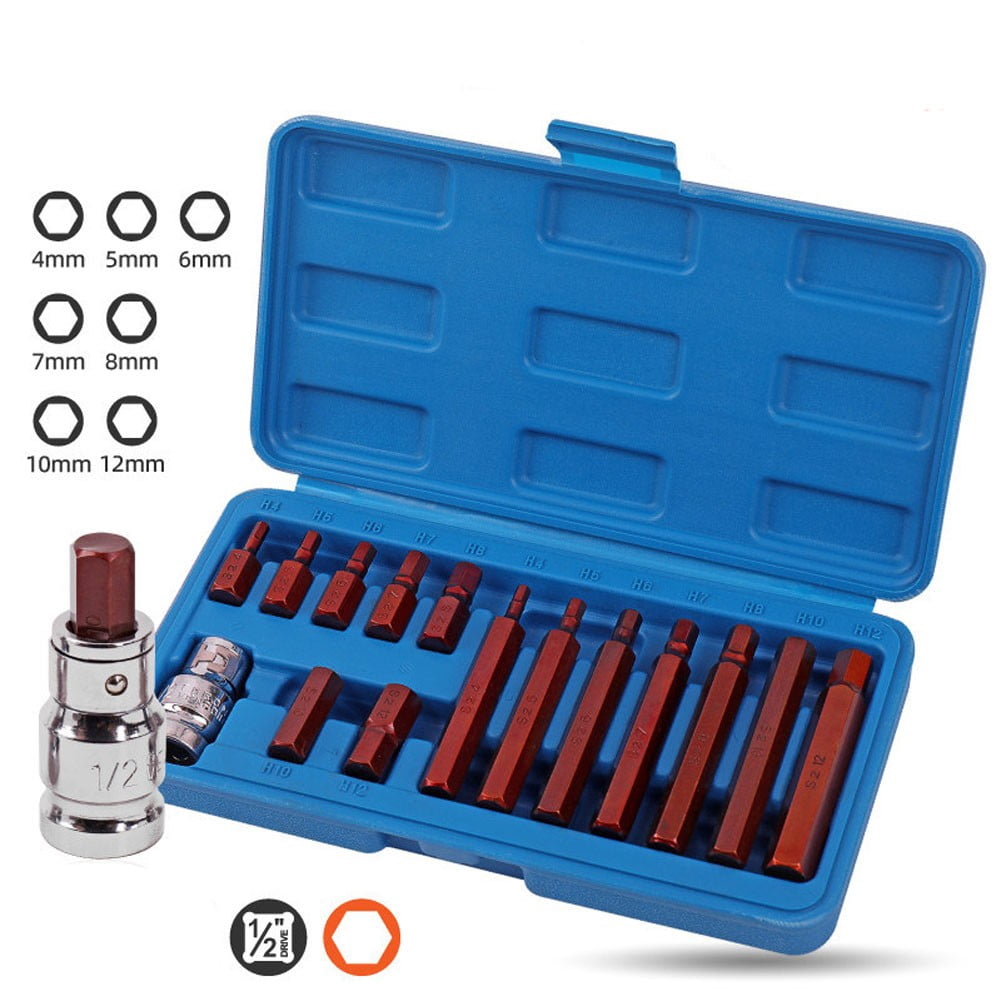 Car Maintenance Sign TeeRees 12-Point Torx Star Socket Set, Alloy Steel Hex Bit Set for Auto ...