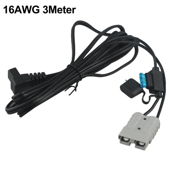 TeeRees 16Awg Power Cord 12V Rv Refrigerator Cord Ac Dc Interface Extra-Thick 16Awg Cable Pvc Jacket Material Waterproof Fuse Holder