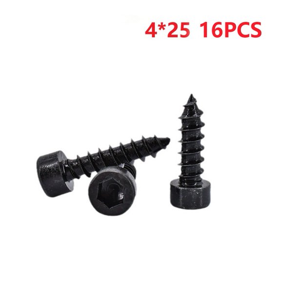 TeeRees 16Pcs 25mm Hex Hexagon Cap Head Self Tapping Screw 8.8 Gradese Carbon Steel