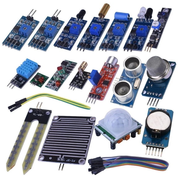 TeeRees 16Pcs Sensor Module Kit for Arduino R3 Nano Mega2560 Raspberry Pi Student Learning Projects Electronics Components Set