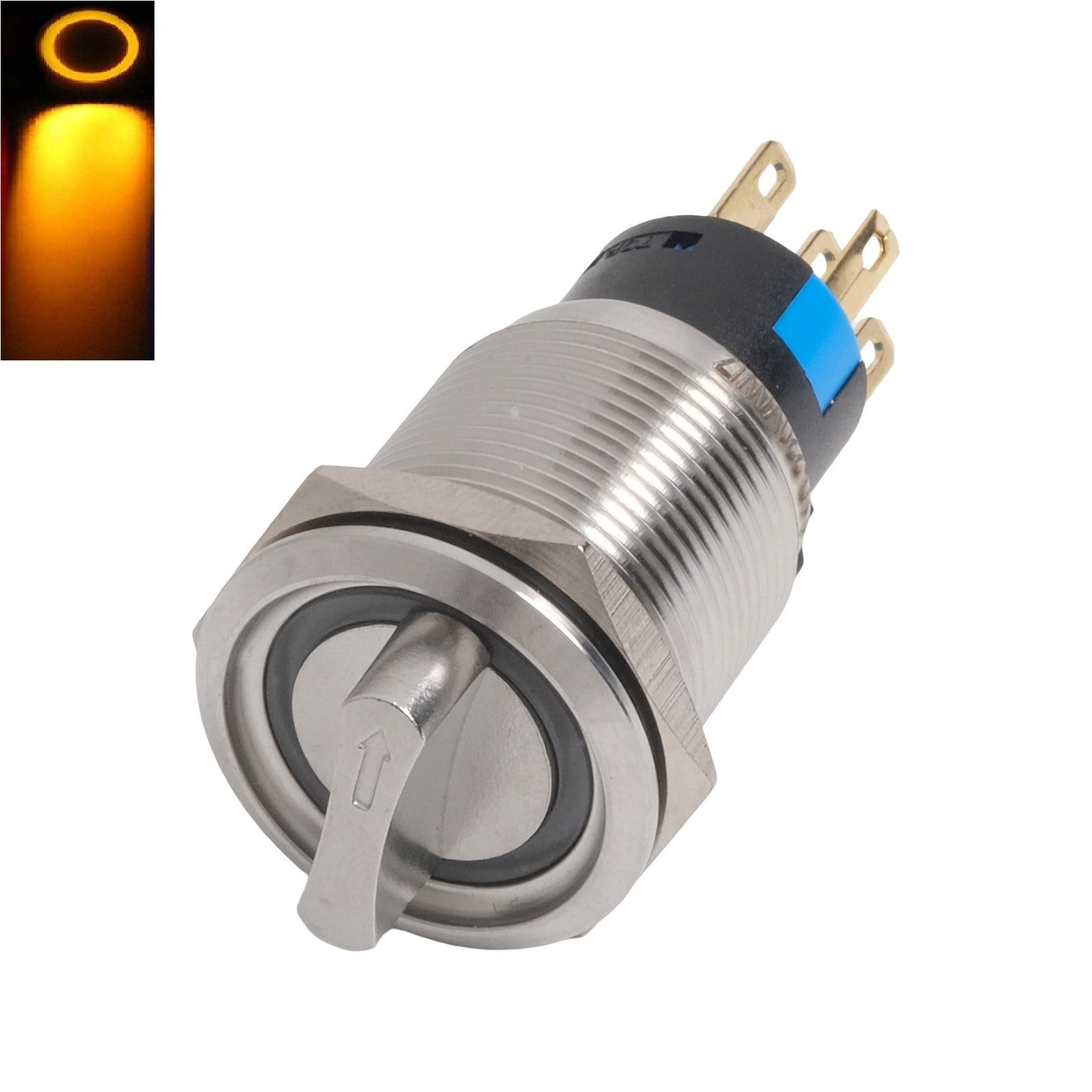 TeeRees 19mm Rotary Switch Latching 2 Positions 3-6V Metal Push Button ...