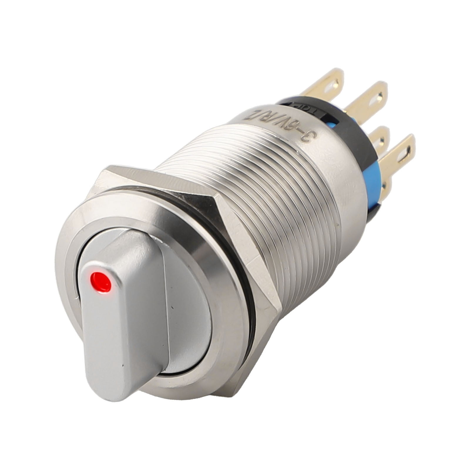 TeeRees 19mm Rotary Switch Latching for 2 Positions 3-6V Metal Push ...