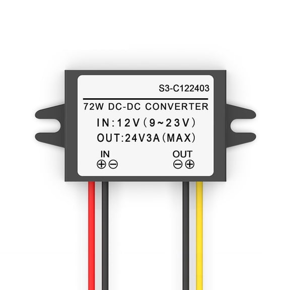 TeeRees 1Pc Dc Step-Up Converter 12V to 24V Dc Converter 3A Voltage Regulator Power Converter Waterproof Anti-Shock for Car Audio System