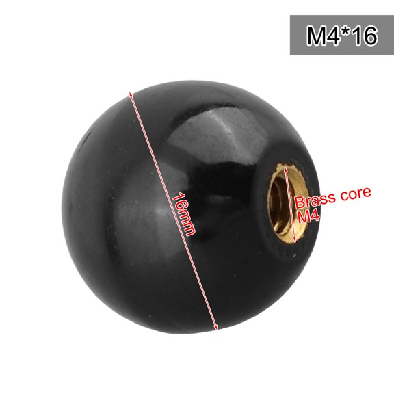 TeeRees 1Pc Machine tool Handle Ball Nut for Lathe Mechanical Equipment Bakelite Ball Brass Core Power tools Accessories Handle Ball Nut,M4-16Black