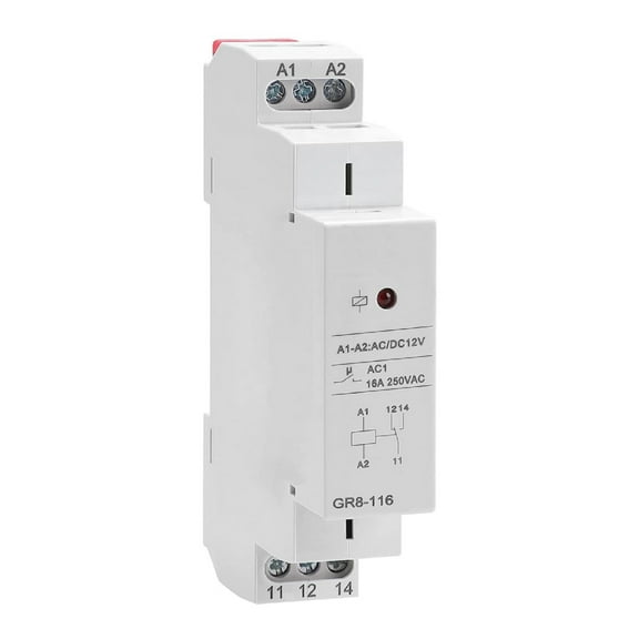 TeeRees 1Pcs Gr8 116 Intermediate Relay Auxiliary Relay Din Rail Switch Relay 1Spdt Ac Dc 12V Rail Type Intermediate Relay