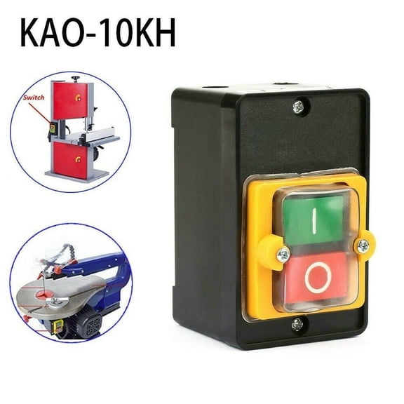TeeRees 1Pcs Plastic Waterproof Control Switch Kao-10Kh on/Off Pushbutton Switch Ac 220V/380V 10A with Base Easy to Install