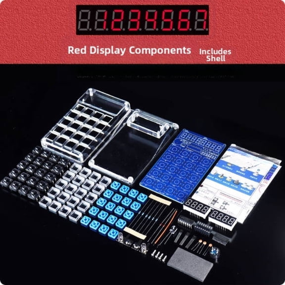 TeeRees 1Set Diy Calculator Kit with 51 Microcontroller 7-Digit Led Digital Tube Solder Practice Diy Electronics Kit Microcontroller,Red