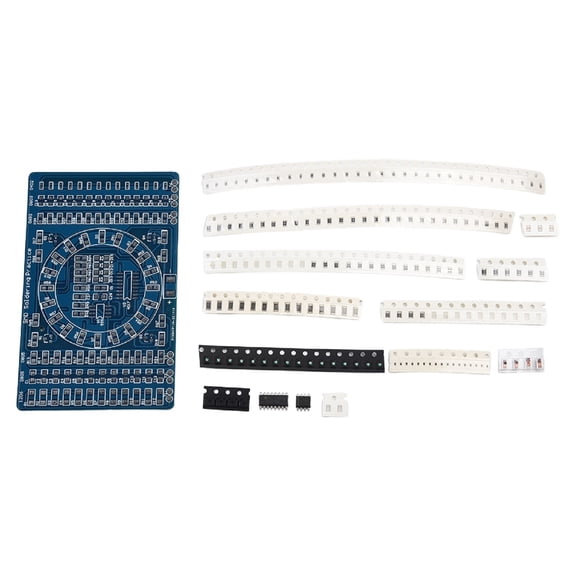 TeeRees 1Set Smd Ne555 Cd4017 Flashing Led Components Soldering Practice Board Skill Electronic Circuit Training Suite Diy Smt Pcb Kit