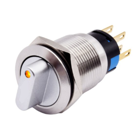 TeeRees 2 Position 19mm Stainless Steel Selector Rotary Switch for Ship Equipment,yellow