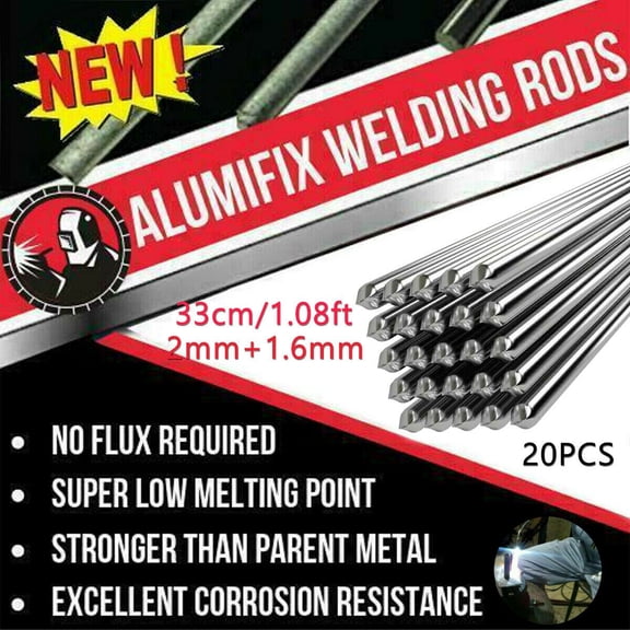 TeeRees 20Pcs Aluminum Welding Rods Electrode Brazing Easy Melt Welding Wire 330/2.0/1.6mm Melting Point Tig Argon Arc Weld Material