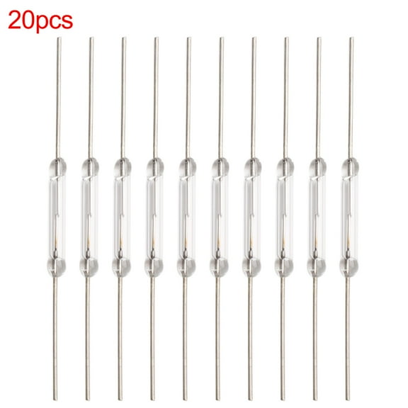 TeeRees 20Pcs Magnetic Glass Reed Switch 2 X14 mm Normally Open N/O 2-Pin Low Voltage