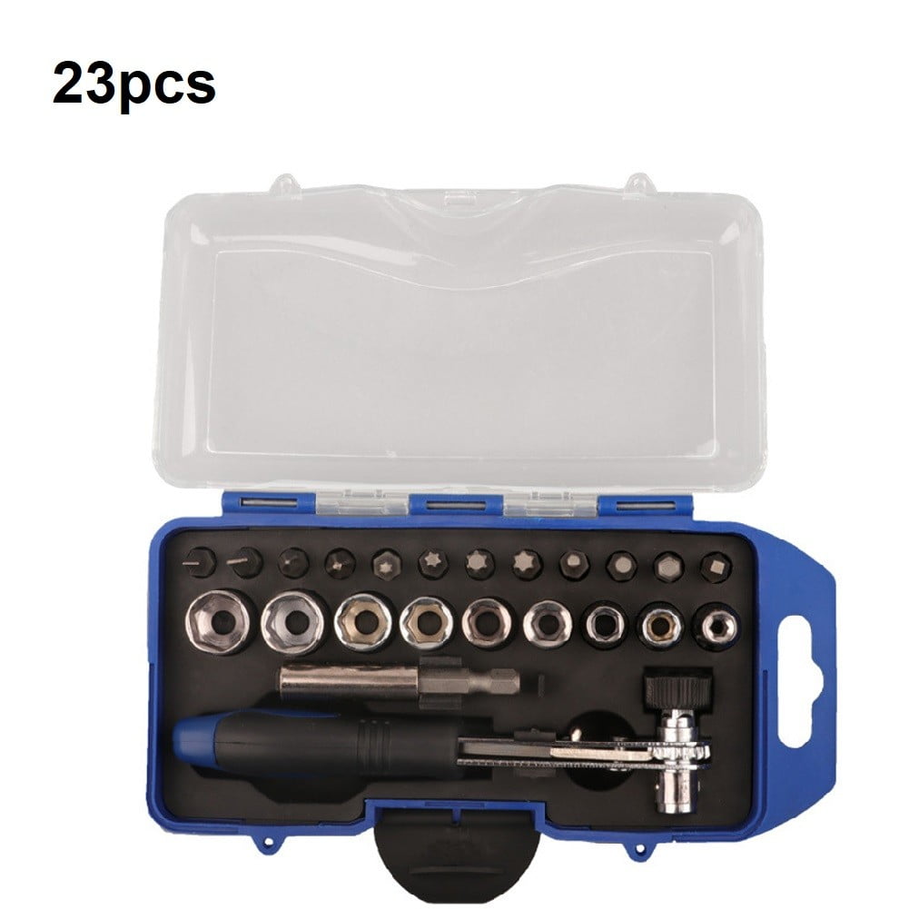 Steel Bit Tools TeeRees 23-in-1 Mini Ratchet Screwdriver Set with Socket Bits, Carbon ...