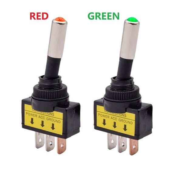 TeeRees 2Pcs 12V 20A Automotive toggle Switch Spst 12mm with Led on Off 2 Position 3 Pin for Marine And Panel Applications