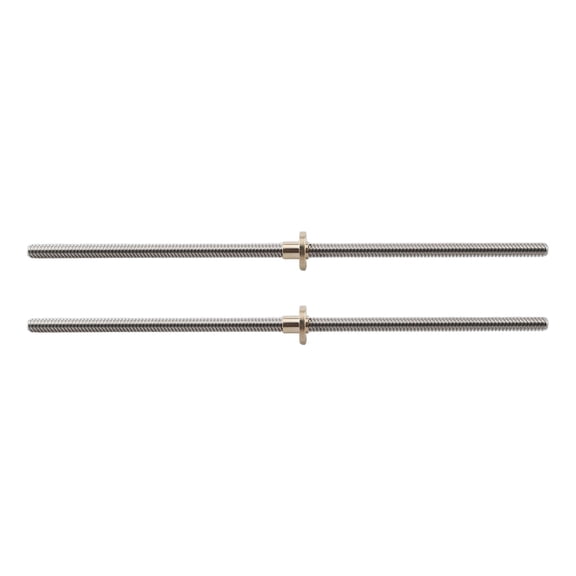 TeeRees 2Pcs 300 mm Stainless Steel Threaded Spindle with Brass Nut,for T8 Nut