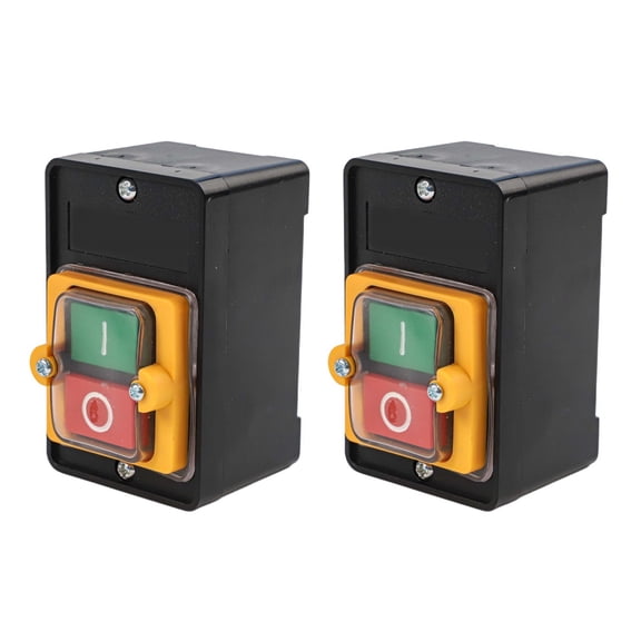 TeeRees 2Pcs Motor Push Button Switch Waterproof on Off Start Stop 220V 10 Amp