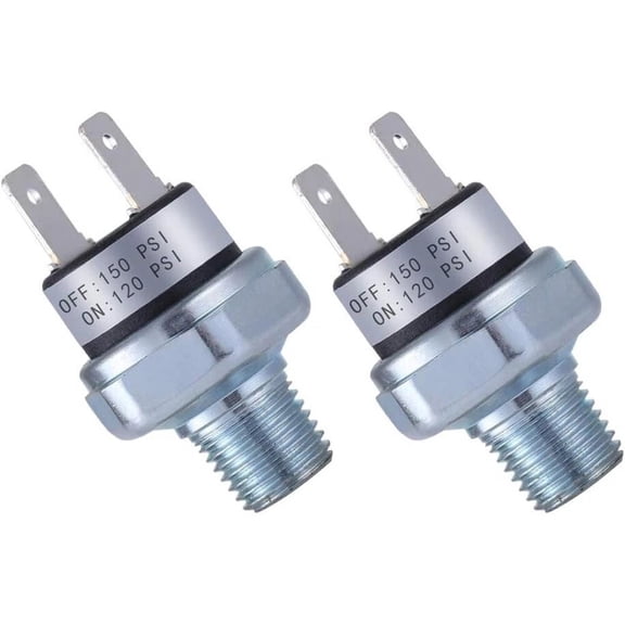 TeeRees 2Pcs Pressure Switch 120-150 Psi Air Compressor Pressure Switch 1/4"-18 Npt External Thread Suitable for Dc/Ac Power Supplies