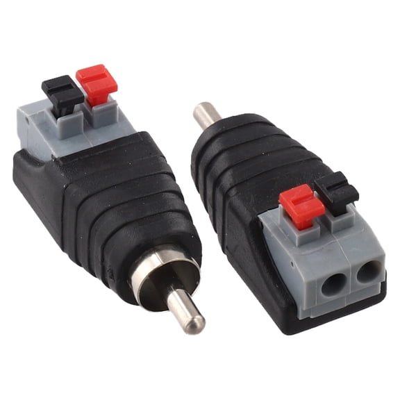 TeeRees 2Pcs Speaker Wire A/V Cable to Audio Male Rca Connector Adapter Press Plug for Led Lights Transducers Monitoring